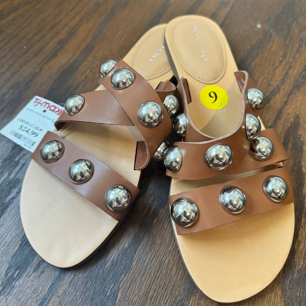 Brand NWT Marc Fisher Brown Studded Sandals